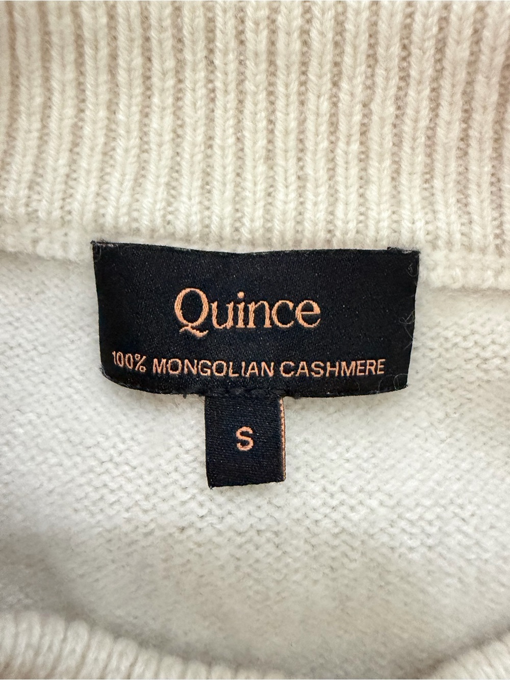 Quince 100% Mongolian Cashmere Shrunken Crewneck Sweater Ivory Small - Picture 3 of 4